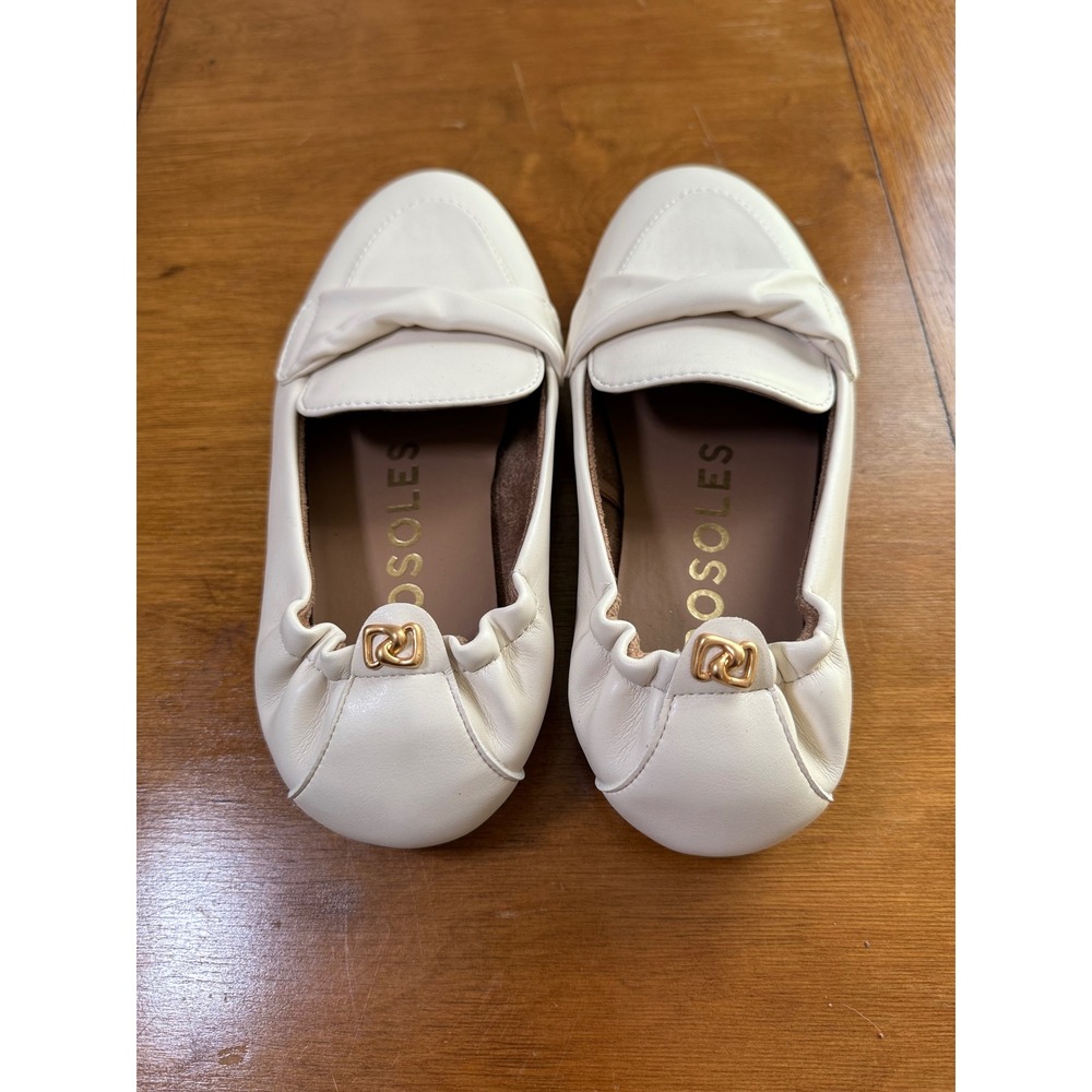 Aerosoles Womens Cream Leather Twisted Knot Elastic Heel Loafers Flats Size 7 - Picture 2 of 7